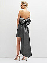 Rear View Thumbnail - Pewter Strapless Satin Column Mini Dress with Oversized Bow