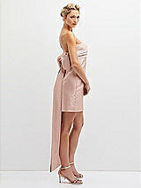 Side View Thumbnail - Toasted Sugar Strapless Satin Column Mini Dress with Oversized Bow