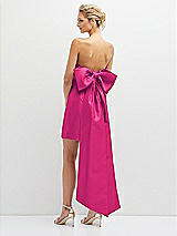 Rear View Thumbnail - Think Pink Strapless Satin Column Mini Dress with Oversized Bow