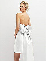 Alt View 1 Thumbnail - White Strapless Satin Column Mini Dress with Oversized Bow