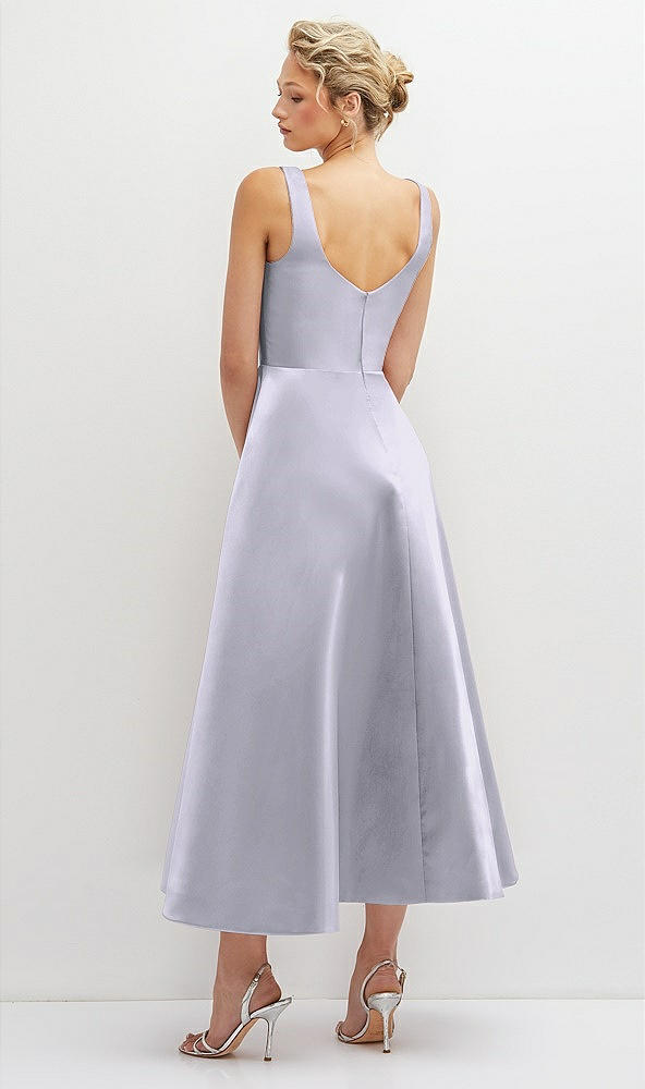 Back View - Silver Dove Square Neck Satin Midi Dress with Full Skirt & Pockets