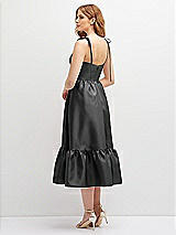 Rear View Thumbnail - Pewter Shirred Ruffle Hem Midi Dress with Self-Tie Spaghetti Straps and Pockets