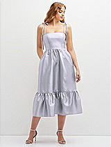 Front View Thumbnail - Silver Dove Shirred Ruffle Hem Midi Dress with Self-Tie Spaghetti Straps and Pockets