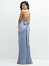 Rear View Thumbnail - Cloudy Plunge Halter Open-Back Maxi Bias Dress with Low Tie Back