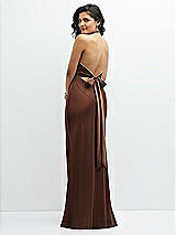 Rear View Thumbnail - Cognac Plunge Halter Open-Back Maxi Bias Dress with Low Tie Back