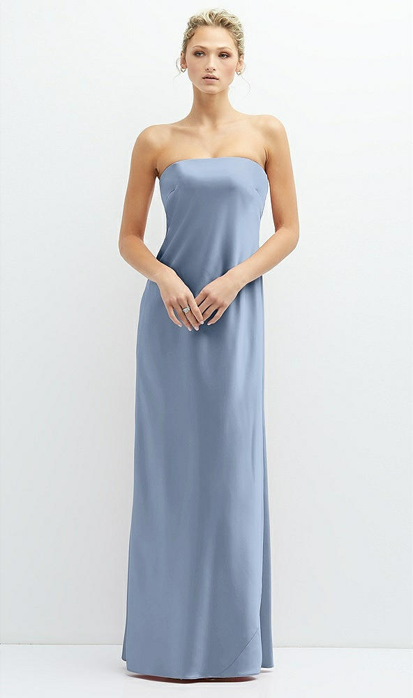 Front View - Cloudy Strapless Maxi Bias Column Dress with Peek-a-Boo Corset Back