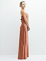 Side View Thumbnail - Copper Penny Strapless Maxi Bias Column Dress with Peek-a-Boo Corset Back
