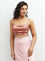 Front View Thumbnail - Desert Rose Satin Mix-and-Match Draped Midriff Top