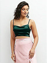 Front View Thumbnail - Evergreen Satin Mix-and-Match Draped Midriff Top