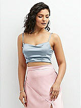 Front View Thumbnail - Mist Satin Mix-and-Match Draped Midriff Top