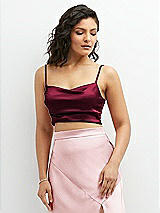 Front View Thumbnail - Cabernet Satin Mix-and-Match Draped Midriff Top
