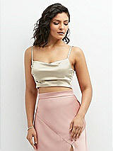 Front View Thumbnail - Champagne Satin Mix-and-Match Draped Midriff Top