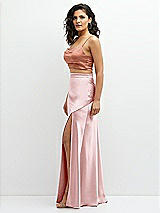 Side View Thumbnail - Copper Penny Satin Mix-and-Match Draped Midriff Top
