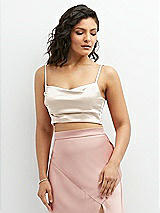 Front View Thumbnail - Oat Satin Mix-and-Match Draped Midriff Top