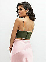 Rear View Thumbnail - Olive Green Satin Mix-and-Match Draped Midriff Top