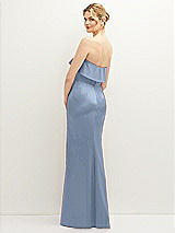 Rear View Thumbnail - Cloudy Soft Ruffle Cuff Strapless Trumpet Dress with Front Slit