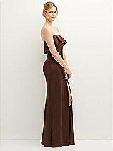 Side View Thumbnail - Cognac Soft Ruffle Cuff Strapless Trumpet Dress with Front Slit