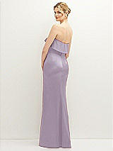 Rear View Thumbnail - Lilac Haze Soft Ruffle Cuff Strapless Trumpet Dress with Front Slit
