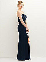 Side View Thumbnail - Midnight Navy Soft Ruffle Cuff Strapless Trumpet Dress with Front Slit