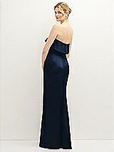 Rear View Thumbnail - Midnight Navy Soft Ruffle Cuff Strapless Trumpet Dress with Front Slit