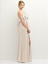Side View Thumbnail - Oat Soft Ruffle Cuff Strapless Trumpet Dress with Front Slit