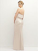 Rear View Thumbnail - Oat Soft Ruffle Cuff Strapless Trumpet Dress with Front Slit