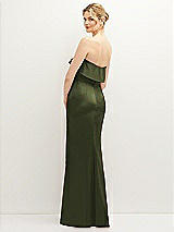Rear View Thumbnail - Olive Green Soft Ruffle Cuff Strapless Trumpet Dress with Front Slit