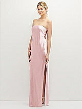 Alt View 1 Thumbnail - Ballet Pink Strapless Pull-On Satin Column Dress with Side Seam Slit