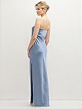 Rear View Thumbnail - Cloudy Strapless Pull-On Satin Column Dress with Side Seam Slit