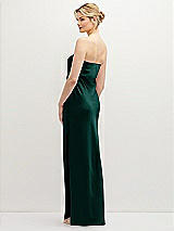 Rear View Thumbnail - Evergreen Strapless Pull-On Satin Column Dress with Side Seam Slit