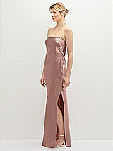 Side View Thumbnail - Neu Nude Strapless Pull-On Satin Column Dress with Side Seam Slit