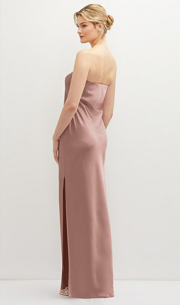 Back View - Neu Nude Strapless Pull-On Satin Column Dress with Side Seam Slit