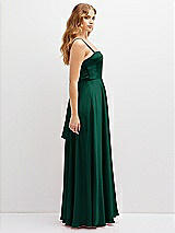 Side View Thumbnail - Hunter Green Adjustable Sash Tie Back Satin Maxi Dress with Full Skirt