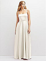 Front View Thumbnail - Ivory Adjustable Sash Tie Back Satin Maxi Dress with Full Skirt
