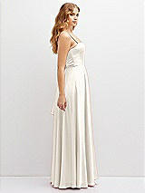 Side View Thumbnail - Ivory Adjustable Sash Tie Back Satin Maxi Dress with Full Skirt