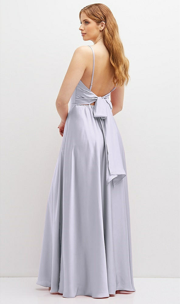 Back View - Silver Dove Adjustable Sash Tie Back Satin Maxi Dress with Full Skirt