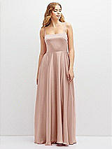 Front View Thumbnail - Toasted Sugar Adjustable Sash Tie Back Satin Maxi Dress with Full Skirt