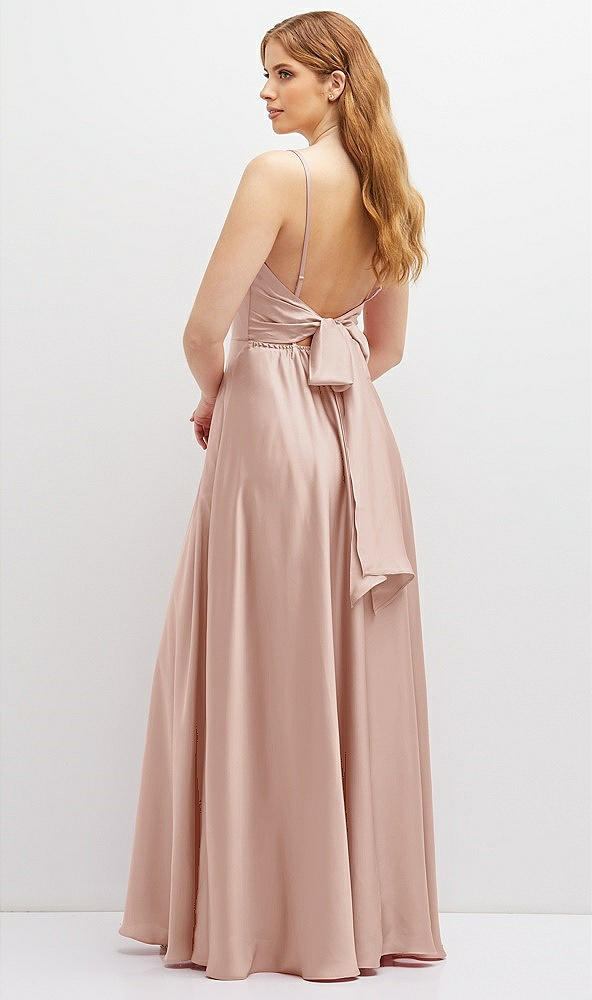 Back View - Toasted Sugar Adjustable Sash Tie Back Satin Maxi Dress with Full Skirt
