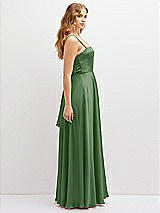 Side View Thumbnail - Vineyard Green Adjustable Sash Tie Back Satin Maxi Dress with Full Skirt