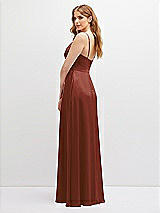 Alt View 3 Thumbnail - Auburn Moon Vertical Ruched Bodice Satin Maxi Dress with Full Skirt