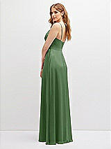 Alt View 3 Thumbnail - Vineyard Green Vertical Ruched Bodice Satin Maxi Dress with Full Skirt