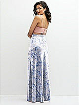 Rear View Thumbnail - Magnolia Sky Floral Satin Mix-and-Match High Waist Seamed Bias Skirt