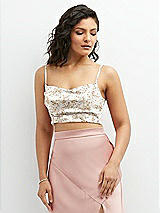 Front View Thumbnail - Golden Hour Floral Satin Mix-and-Match Draped Midriff Top