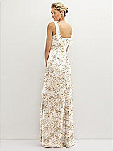 Rear View Thumbnail - Golden Hour Floral Square-Neck Satin A-line Maxi Dress with Front Slit