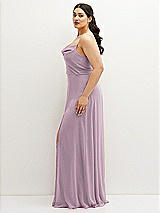 Side View Thumbnail - Suede Rose Soft Cowl-Neck A-Line Maxi Dress with Adjustable Straps