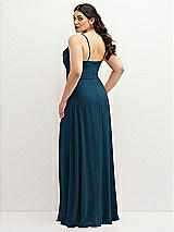 Rear View Thumbnail - Atlantic Blue Soft Cowl-Neck A-Line Maxi Dress with Adjustable Straps