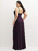 Rear View Thumbnail - Aubergine Soft Cowl-Neck A-Line Maxi Dress with Adjustable Straps