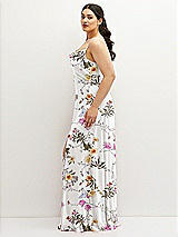 Side View Thumbnail - Butterfly Botanica Ivory Soft Cowl-Neck A-Line Maxi Dress with Adjustable Straps