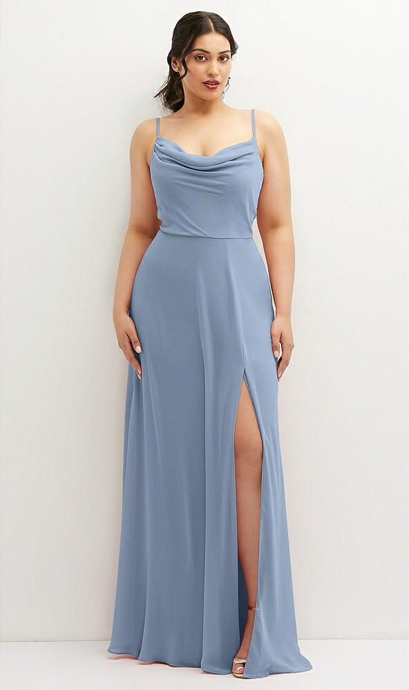 Front View - Cloudy Soft Cowl-Neck A-Line Maxi Dress with Adjustable Straps