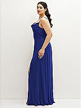 Side View Thumbnail - Cobalt Blue Soft Cowl-Neck A-Line Maxi Dress with Adjustable Straps
